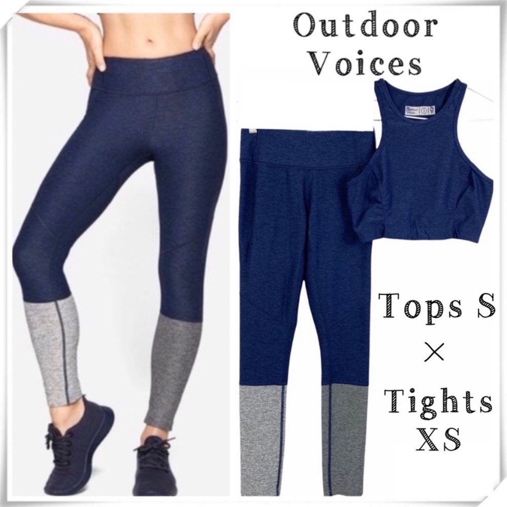 Outdoor Voices X Allbirds Team Up on Outfit Crop Tank & 7/8 Leggings in Blue